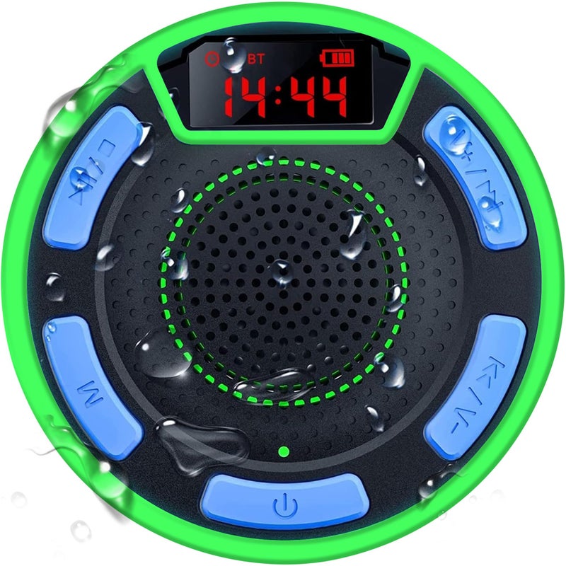 DUOTEN Bluetooth Speakers, DuoTen IPX7 Waterproof Wireless Portable Bluetooth Speakers w/LED Display, FM Radio, Suction Cup, Light Show, Loud Stereo Sound and Bass for Shower, Pool, Party, Travel, Outdoors - Image 1